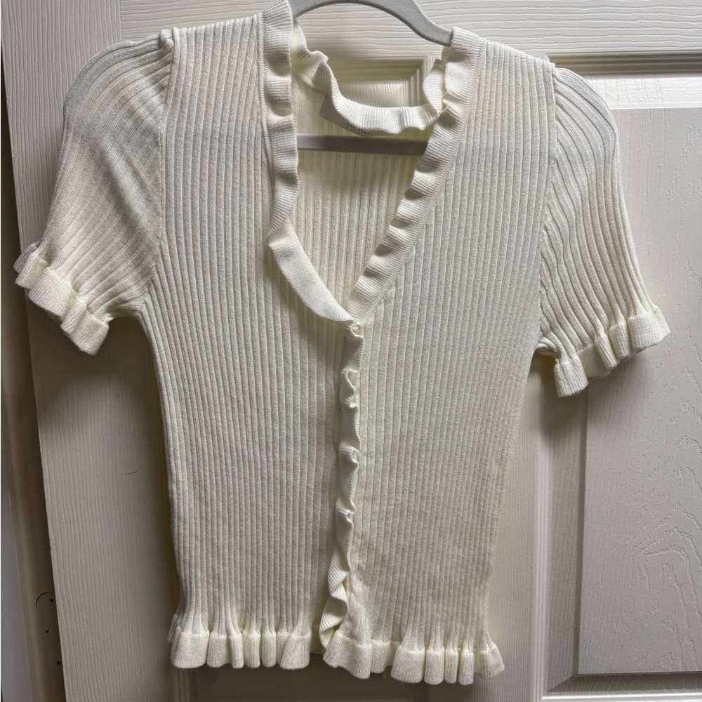 Astr Cream Ribbed Blouse